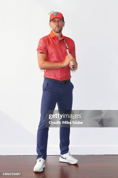 Harry Kane poses for a photo prior to the start of the ICON Series on Day Two at Liberty National Golf Club on July 01, 2022 in Jersey City, New...