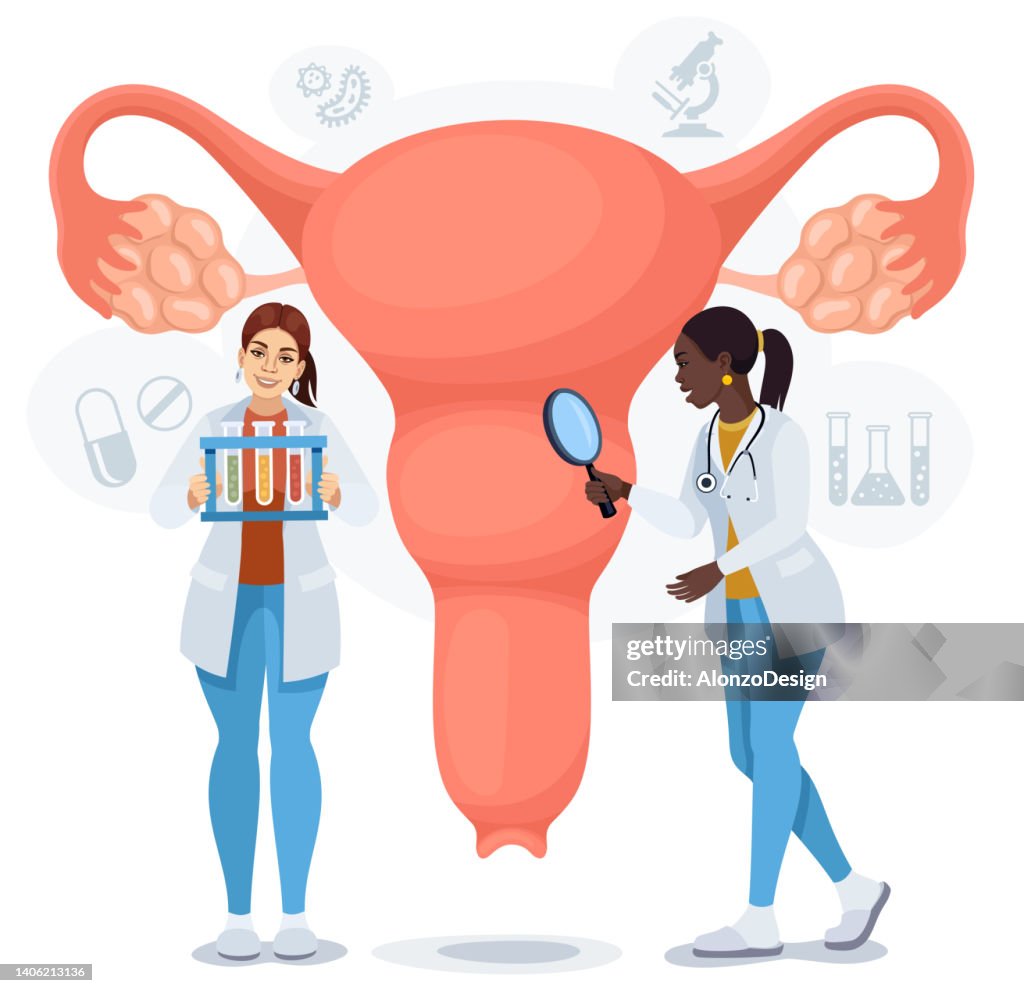 Gynecologists examining uterus