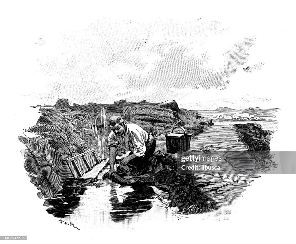 Antique illustration: Rocks-Dover Lighthouse