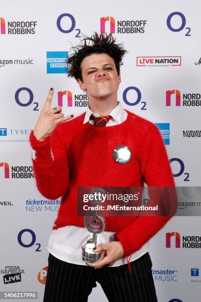 Wins the Best Live Act award at the Nordoff Robbins O2 Silver Clef Awards at The Grosvenor House Hotel on July 01, 2022 in London, England.