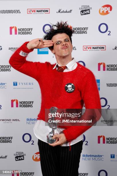 Wins the Best Live Act award at the Nordoff Robbins O2 Silver Clef Awards at The Grosvenor House Hotel on July 01, 2022 in London, England.