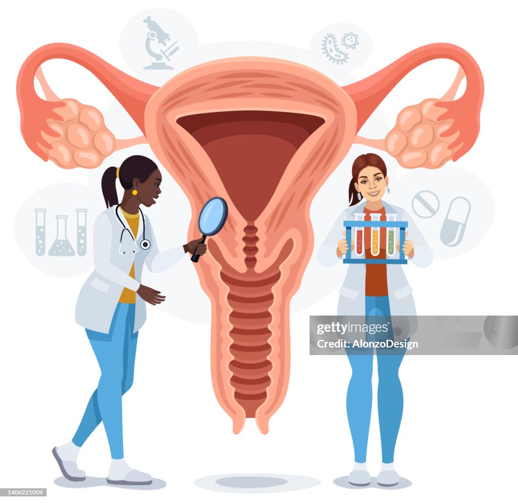 Doctors examining uterus.