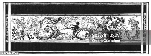 illustrazioni stock, clip art, cartoni animati e icone di tendenza di fiaba biancaneve illustrazione art nouveau 1898 - biancaneve