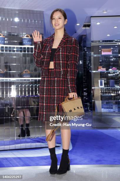 Lee Hye-Ri aka Hyeri of South Korean girl group Girl's Day attends the MARNI reopening photocall at Lotte Department Store on July 01, 2022 in Seoul,...