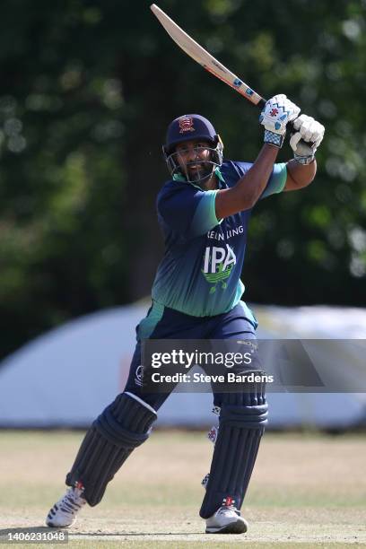 Varun Chopra of England Legends plays a shot during the PCA England Legends Cricket Match between England Legends and Leigh Academies Trust Cricket...