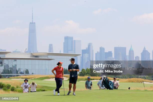 Ash Barty looks on during Day Two of the ICON Series at Liberty National Golf Club on July 01, 2022 in Jersey City, New Jersey.