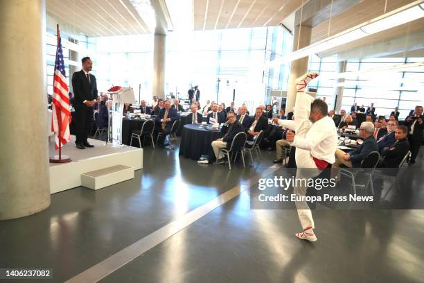 Man performs the 'Aurresku', the Basque dance that is danced as a way of bowing, during the XXVI edition of the Spain-United States Forum, at the...