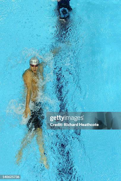 Markus Rogan of Austria compeates in the Mens Guest 400m Individual Medley Final during day one of the British Gas Swimming Championships at the...