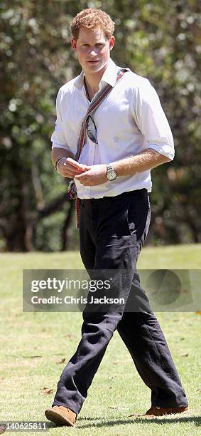 Prince Harry visits Xunantunich Mayan Temple on March 3, 2012 in Benque Viejo del Carmen, Belize. The Prince is visiting Belize as part of a Diamond...
