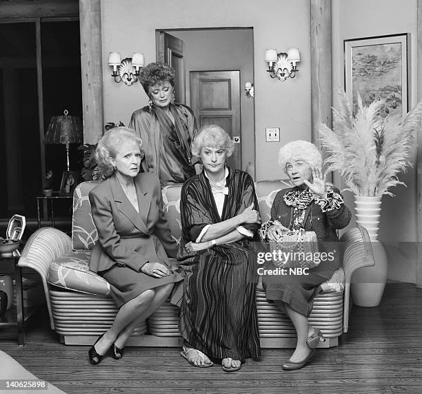 Season 4 -- Pictured: Betty White as Rose Nylund, Rue McClanahan as Blanche Devereaux, Bea Arthur as Dorothy Petrillo Zbornak, Estelle Getty as...