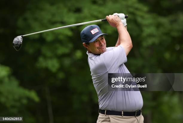 Johnson Wagner of the United States plays his shot from the 17th tee during the second round of the John Deere Classic at TPC Deere Run on July 01,...