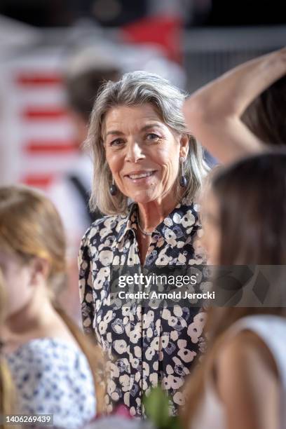 Princess Caroline of Hanover attends the Longines Pro-Am Cup on July 01, 2022 in Monte-Carlo, Monaco.