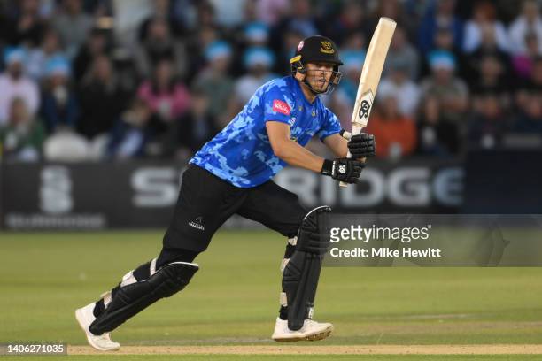 Harrison Ward of Sussex Sharks in action during the Vitality T20 Blast between Sussex Sharks and Essex Eagles at The 1st Central County Ground on...