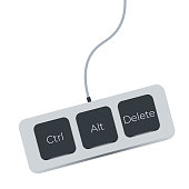 Ctrl, Alt and Del on white background. flat style. keyboard shortcut icon for your web site design, logo, app, UI. three button for fix computer symbol