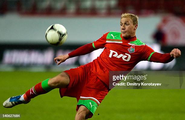 Senijad Ibricic of FC Lokomotiv Moscow in action during the Russian Football League Championship match between FC Lokomotiv Moscow and FC Kuban...