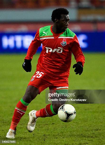 Felipe Caicedo of FC Lokomotiv Moscow in action during the Russian Football League Championship match between FC Lokomotiv Moscow and FC Kuban...