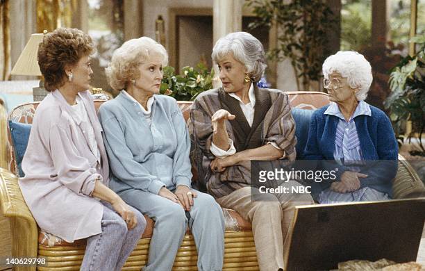Season 5 -- Pictured: Rue McClanahan as Blanche Devereaux, Betty White as Rose Nylund, Bea Arthur as Dorothy Petrillo Zbornak, Estelle Getty as...
