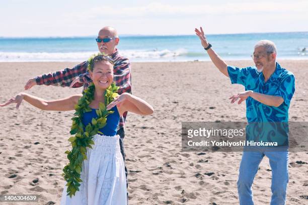 my life as enjoying hobby with friend - hula dancing stock pictures, royalty-free photos & images
