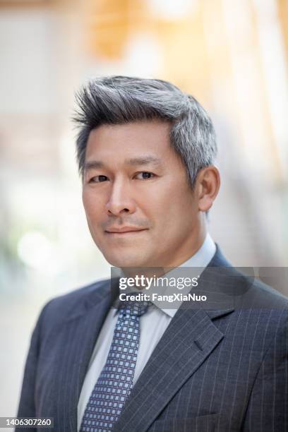 portrait of chinese mature businessman standing in office - government accountability office stock pictures, royalty-free photos & images