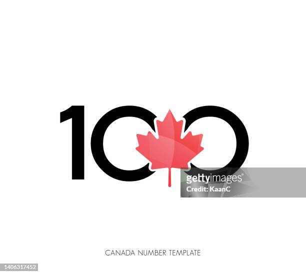 canada concept anniversary number with maple leaf symbol vector stock illustration - happy birthday canada 幅插畫檔、美工圖案、卡通及圖標