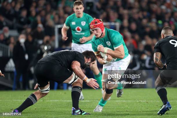 Josh van der Flier of Ireland in action during the International test Match in the series between the New Zealand All Blacks and Ireland at Eden Park...