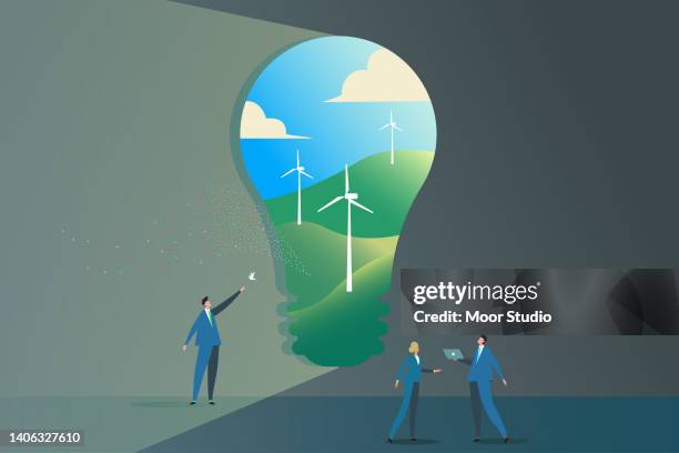 experts discussing ecological problems vector illustration. - green economy stock illustrations