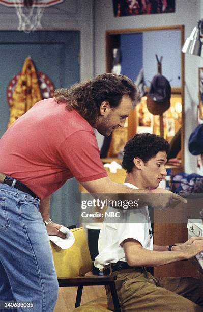 Zack, Lies & Videotape" Episode 3 -- Air Date -- Pictured: Bob Golic as Michael Rogers, Dustin Diamond as Screech Powers -- Photo by: Monty...