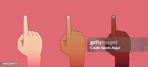 human hand pushing button, showing - skin picking stock illustrations