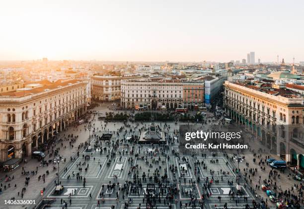 a sunset view of the milan skyline - milan skyline stock pictures, royalty-free photos & images