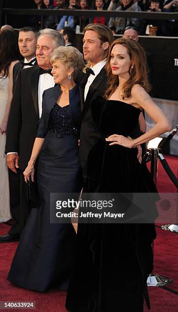 William Alvin Pitt, Jane Pitt, Brad Pitt and Angelina Jolie arrive at the 84th Annual Academy Awards held at Hollywood & Highland Centre on February...