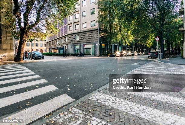 a daytime view of streets in milan, italy - urban street stock pictures, royalty-free photos & images