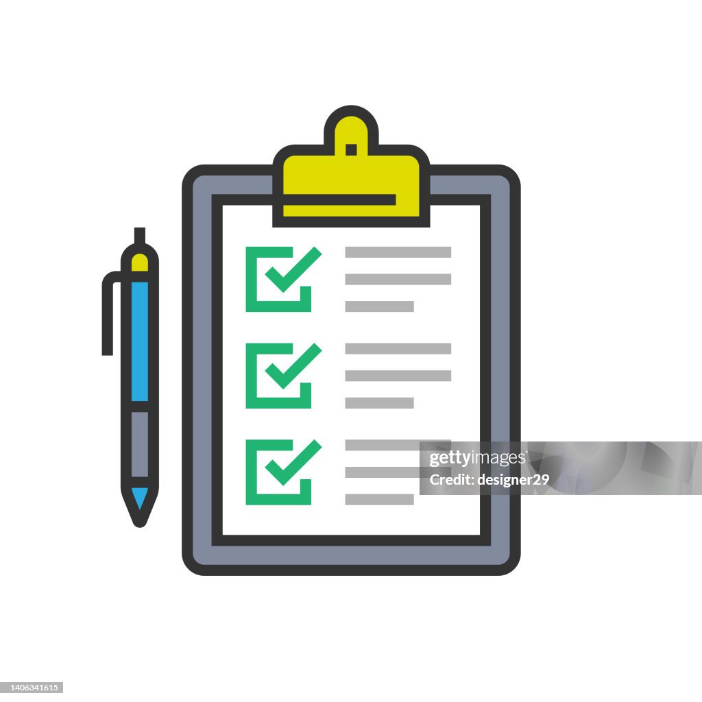 Checklist or Clipboard Color Line Icon.
