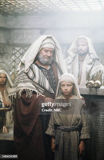 Pictured: Cyril Cusack as Yehuda, Lorenzo Monet as Jesus aged 12 years, Yorgo Voyagis as Joseph -- Photo by: NBC/NBCU Photo Bank