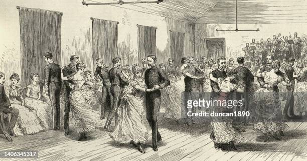 sergeant monthly quadrille party dance, 9th queen's royal lancers, york, 1888, 19th century - york yorkshire stock illustrations