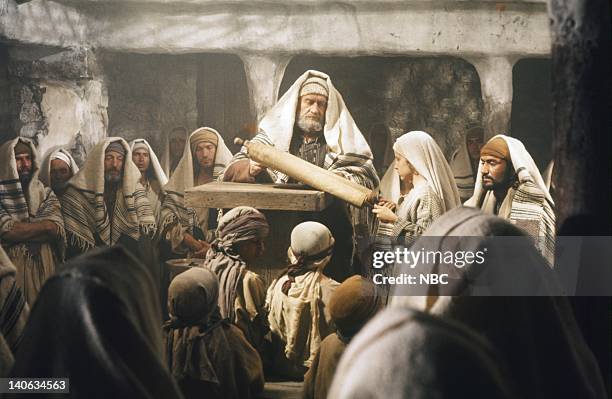 Pictured: Cyril Cusack as Yehuda, Lorenzo Monet as Jesus aged 12 years, Yorgo Voyagis as Joseph -- Photo by: NBC/NBCU Photo Bank