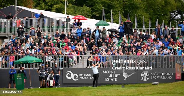 Seamus Power of Ireland on the first tee during the third round of the Horizon Irish Open at Mount Juliet Estate on July 02, 2022 in Thomastown,...