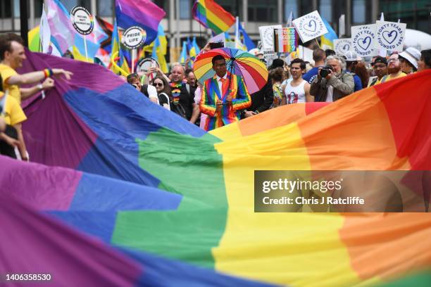 General view at Pride in London 2022: The 50th Anniversary - Parade on July 02, 2022 in London, England.