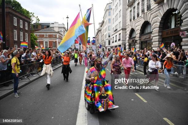 General view at Pride in London 2022: The 50th Anniversary - Parade on July 02, 2022 in London, England.