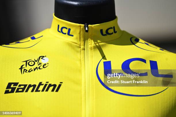 The Yellow Leader Jersey prior to the 109th Tour de France 2022, Stage 2 a 202,2km stage from Roskilde to Nyborg / #TDF2022 / #WorldTour / on July...