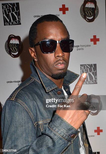 Sean "Diddy" Combs attends the 'Don't Tell My Booker' Supports La Croix Rouge Dinner - Paris Fashion Week Womenswear Fall/Winter 2012 at the Hotel...