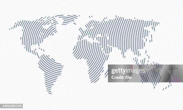 world map ripple lines abstract background - global communications white stock illustrations