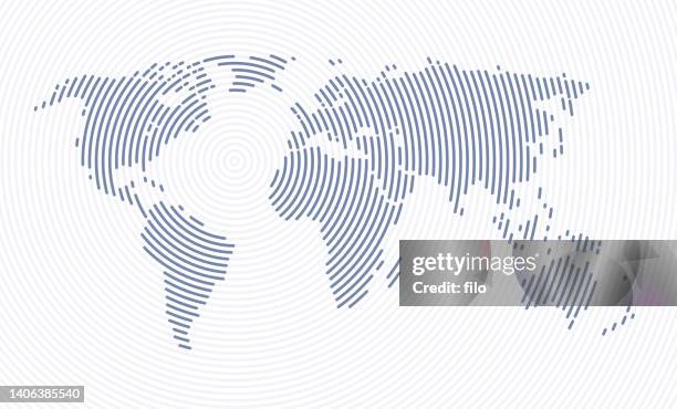 world map ripple lines abstract background - global village stock illustrations