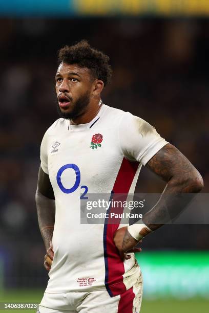 Courtney Lawes of England looks on during game one of the international test match series between the Australian Wallabies and England at Optus...