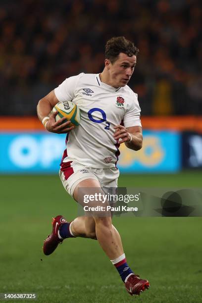 Henry Arundell of England runs the ball during game one of the international test match series between the Australian Wallabies and England at Optus...