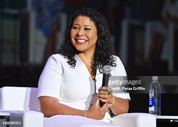 San FranciscoMayor London Breed speaks onstage during the 2022 Essence Festival of Culture at the Ernest N. Morial Convention Center on July 2, 2022...