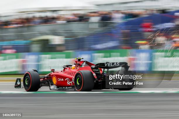 Carlos Sainz of Ferrari and Spain during qualifying ahead of the F1 Grand Prix of Great Britain at Silverstone on July 02, 2022 in Northampton,...