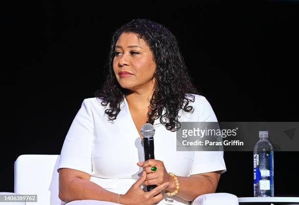 San Francisco Mayor London Breed speaks onstage during the 2022 Essence Festival of Culture at the Ernest N. Morial Convention Center on July 2, 2022...