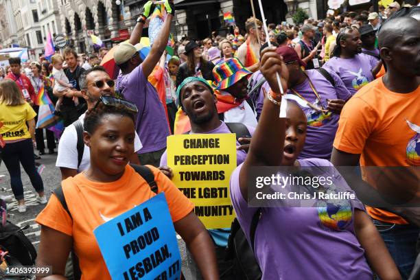 Pride in London 2022: The 50th Anniversary - Parade on July 02, 2022 in London, England.