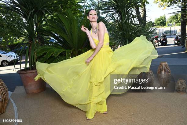 Coco Rocha attends the "Ondes Et Merveilles De Chaumet - New High Jewellery Collection" : photocall at Piscine Molitor on July 02, 2022 in Paris,...