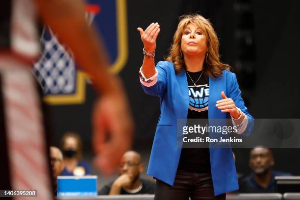 Head coach Nancy Lieberman of the Power calls out a play during the game against the Enemies in BIG3 Week Three at Comerica Center on July 02, 2022...